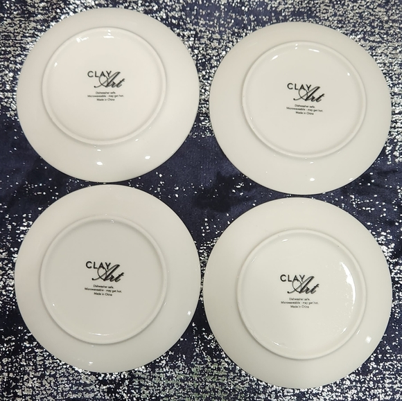 Clay Art set of 4 6in. dessert appetizer plates saucers - Picture 6 of 6